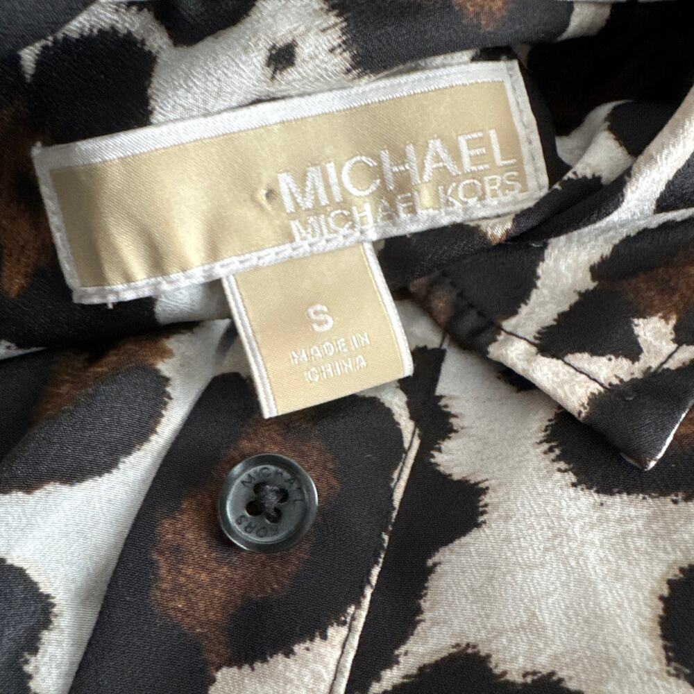 Michael Kors button down blouse navy green animal print bundle of two size small - Picture 11 of 12